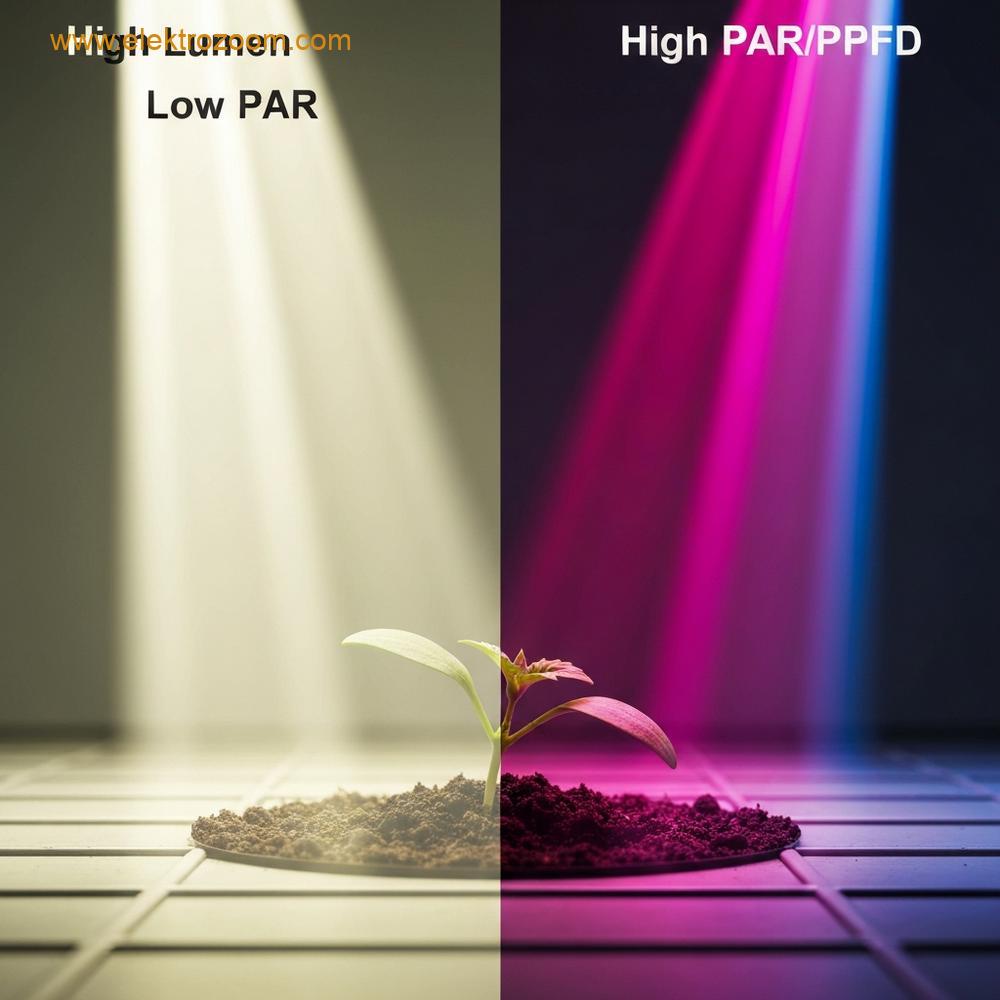 Lümen ve PAR ışıklarının bir fidan üzerindeki karşılaştırması